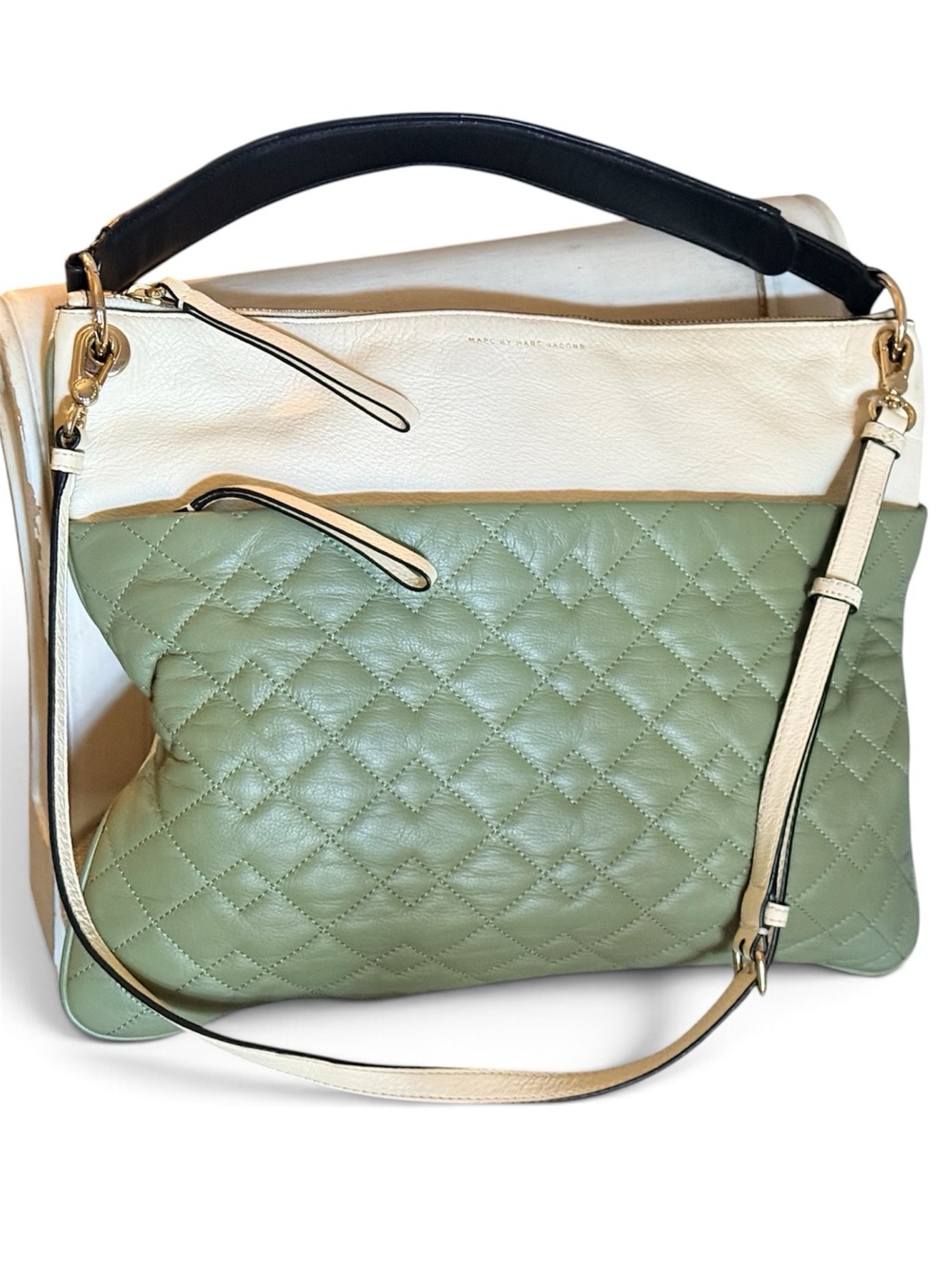 Marc by Marc Jacobs Tread Lightly Crossbody & Shoulder bag Olive Green & Cream
